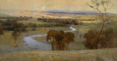 De stroom glijdt nog steeds, en zal voor altijd glijden door Arthur Streeton